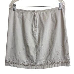 High Sierra Embroidered Beige Denim Skirt Size 16 Above Knee Length